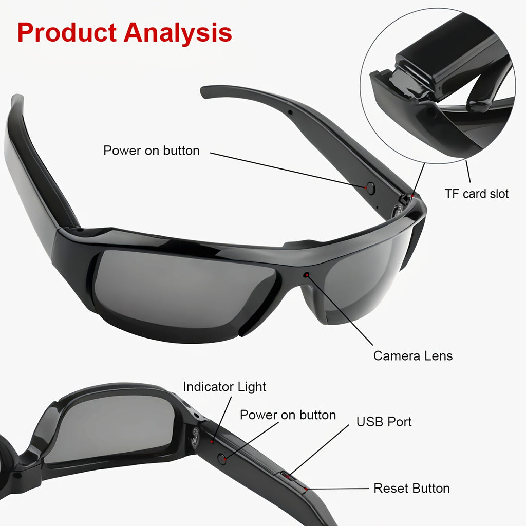 1080p HD Camera Glasses Outdoor Shooting